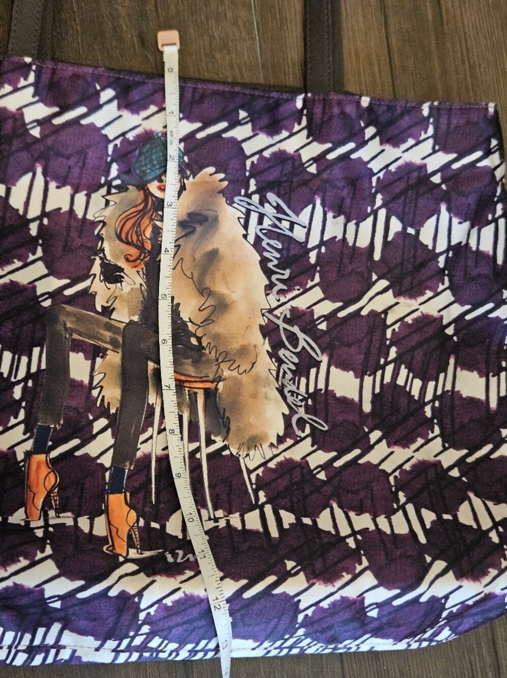 Henri Bendel NYC Fashion Illustration Purple Graphic Tote Shopper Bag - Picture 11 of 16